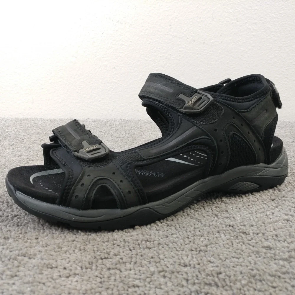 ABEO B.I.O. System Cayucos Mens Size 9 N Sandals Black Leather Hiking Trail Shoe